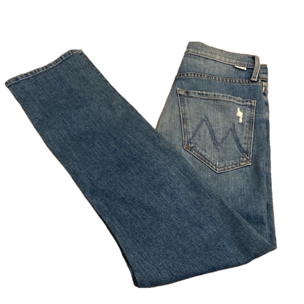 MOTHER BLUE DISTRESSED JEANS .